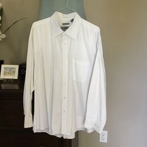 Elegant White Striped Dress Shirt